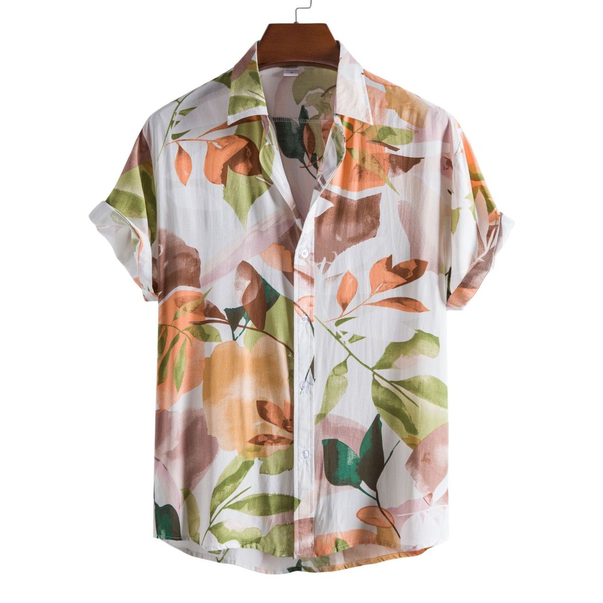 Camisa informal de vacaciones para hombre con estampado de flores diminutas en 3D