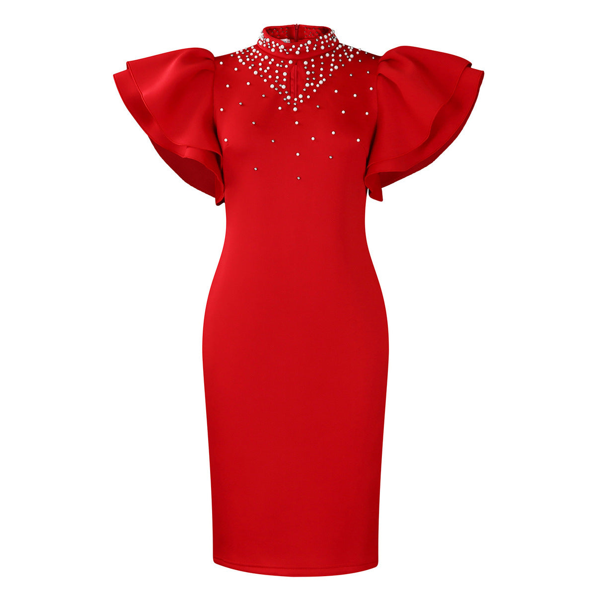 Women Fashion Elegant Plus Size Solid Color Dress