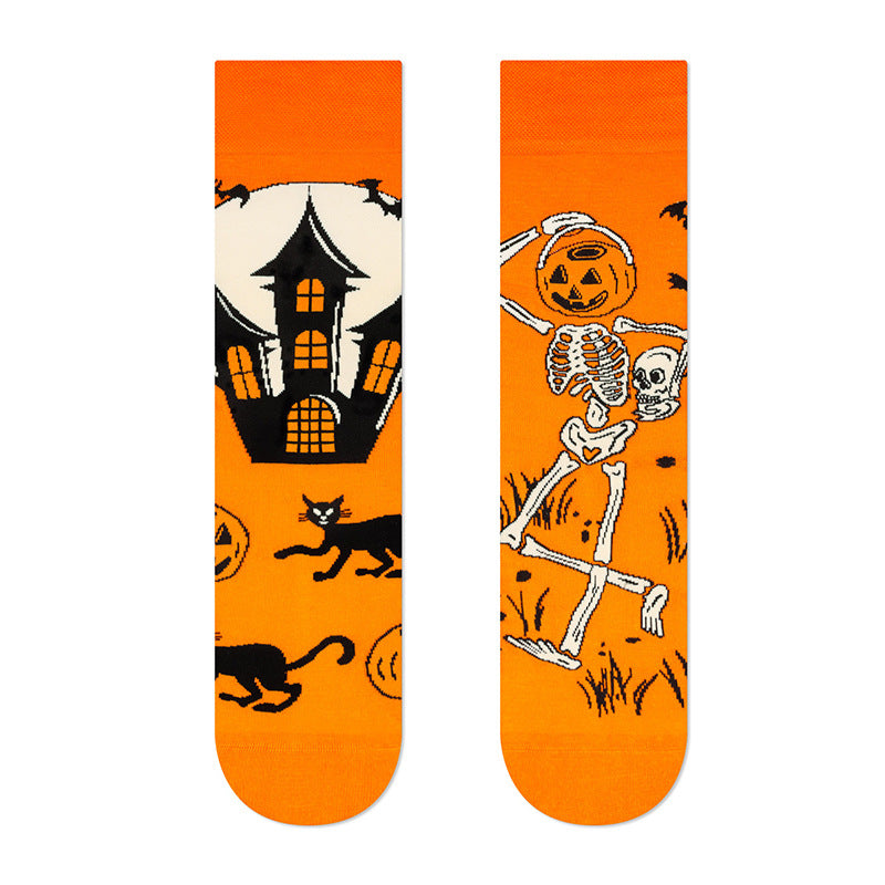 Calcetines unisex de algodón jacquard de Halloween hasta la pantorrilla