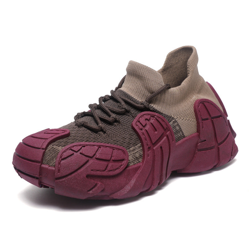 Zapatillas de plataforma informales para mujer, de moda, de punto, con tacón plano