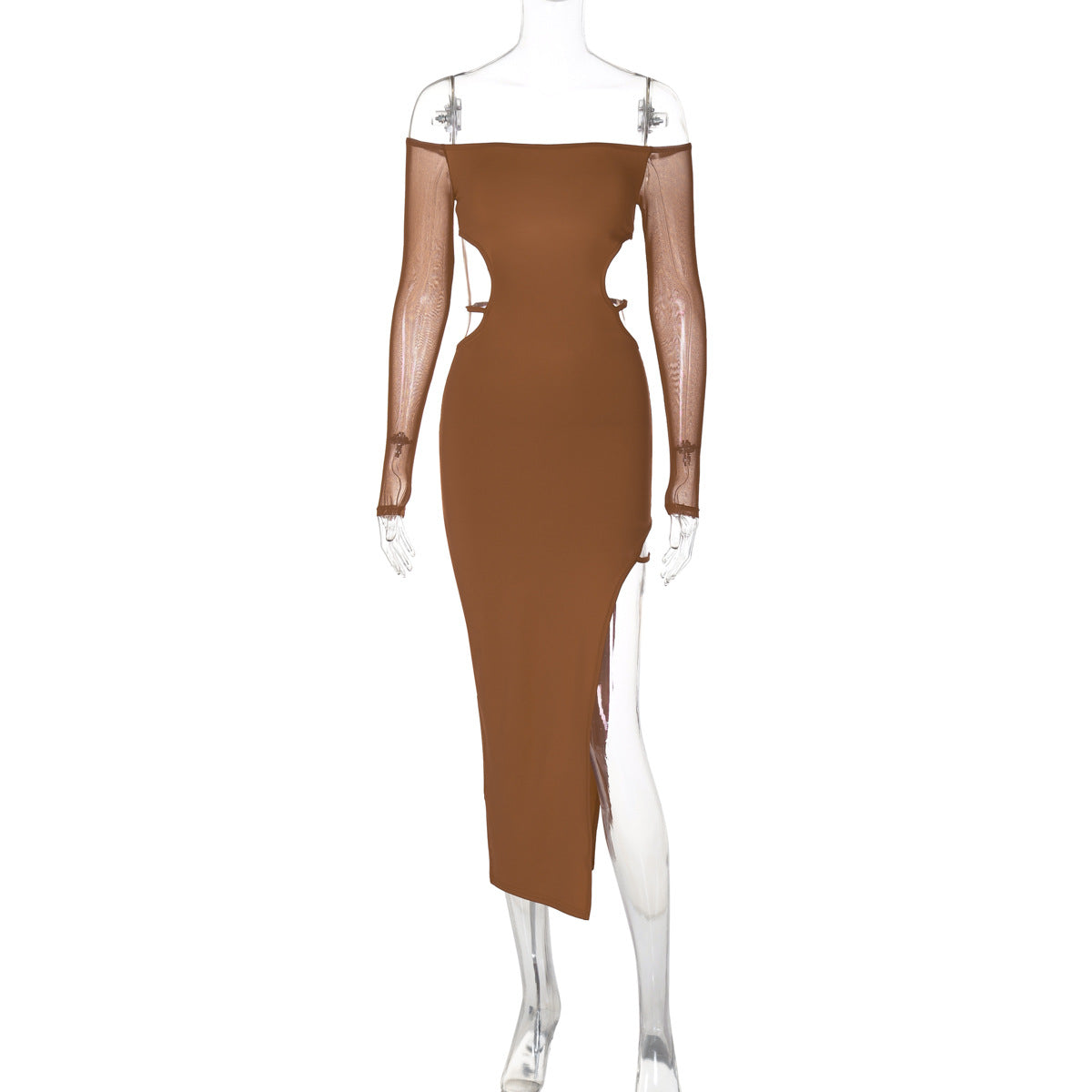 Women Fashion Off Shoulder Backless Long Sleeve Dress