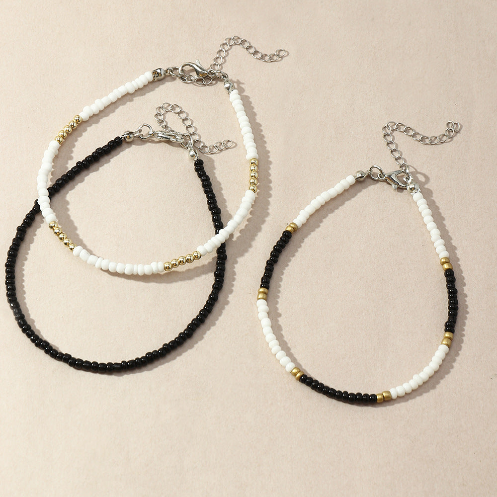 Conjunto de tobilleras con mini cuentas multicolores bohemias