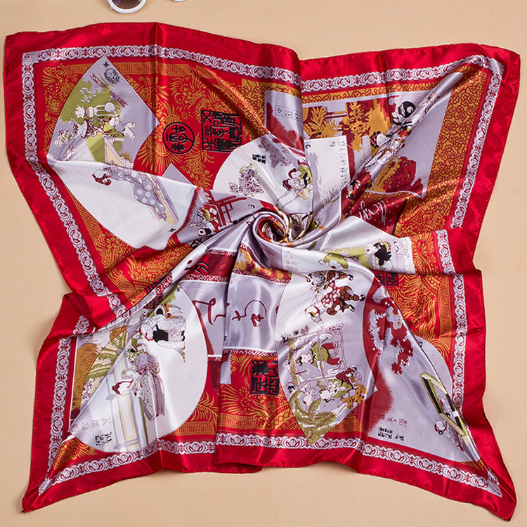 Bufanda de seda cuadrada grande con estampado floral para mujer, accesorio elegante