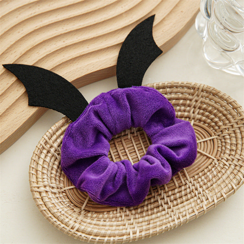 Cravate à cheveux en flanelle pour femme, motif chauve-souris, élan, araignée, mode Halloween