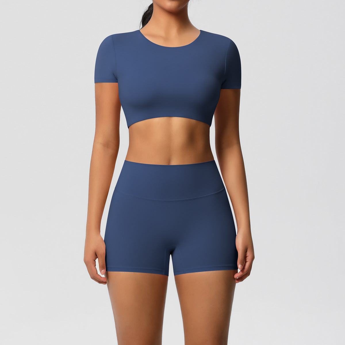 Ensemble de sport deux pièces de yoga pour femmes, couleur unie