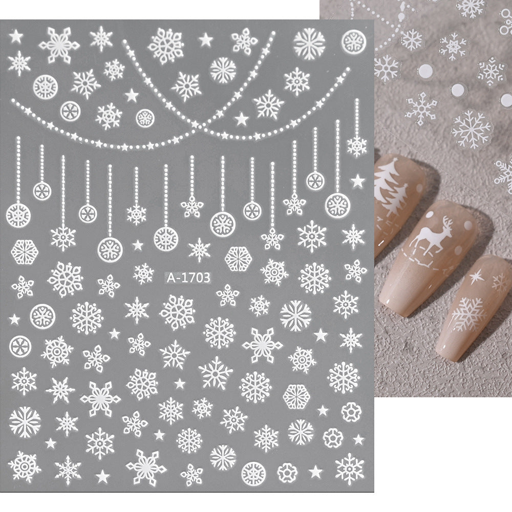 Pegatinas navideñas de copos de nieve para uñas