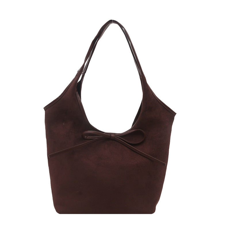 Bolso de mano informal con lazo esmerilado de color liso para mujer