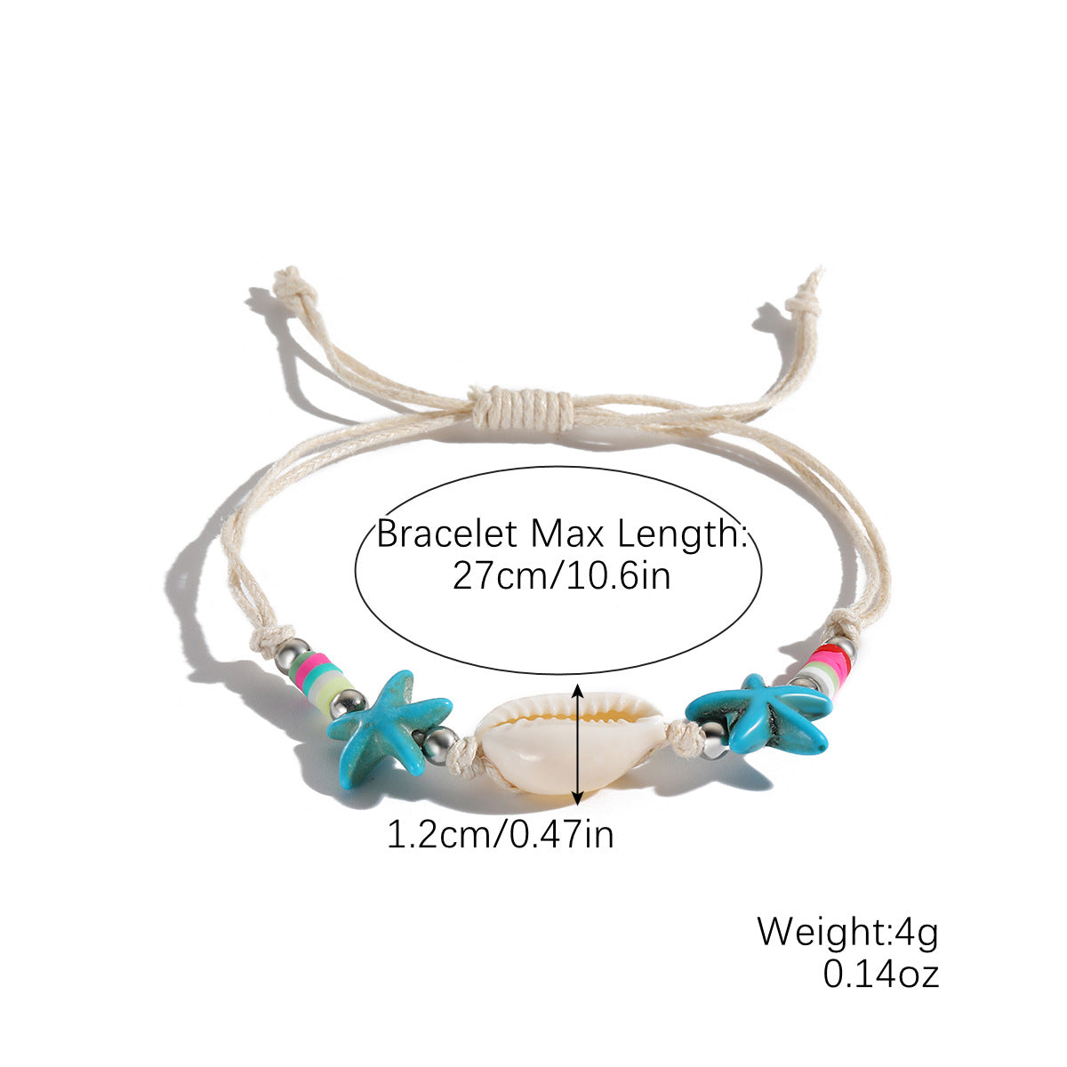 Women Fashion Boho Woven Knot Natural Shell Bracelet