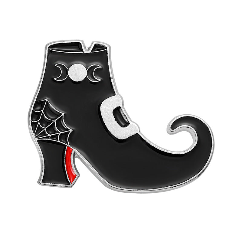Halloween Unisex Dark Book Heart Bat Tombstone Boots Metal Brooches