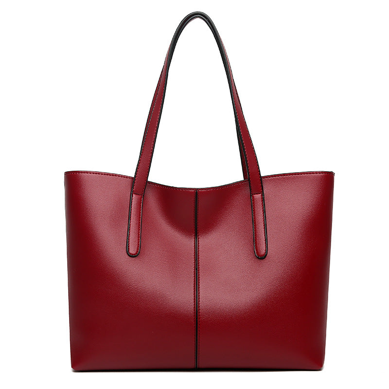Sac fourre-tout en PU de grande capacité pour femme, couleur unie, avec fermeture éclair