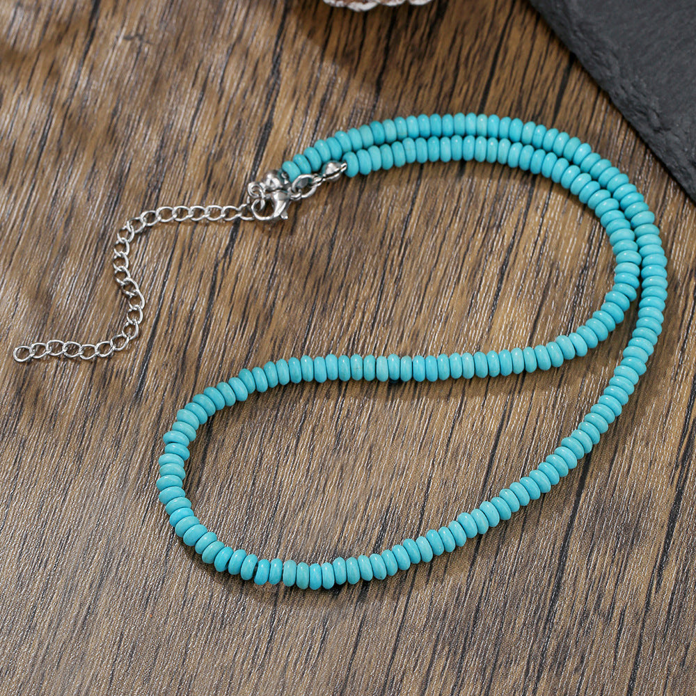 Collar de cuentas turquesas de moda para hombre