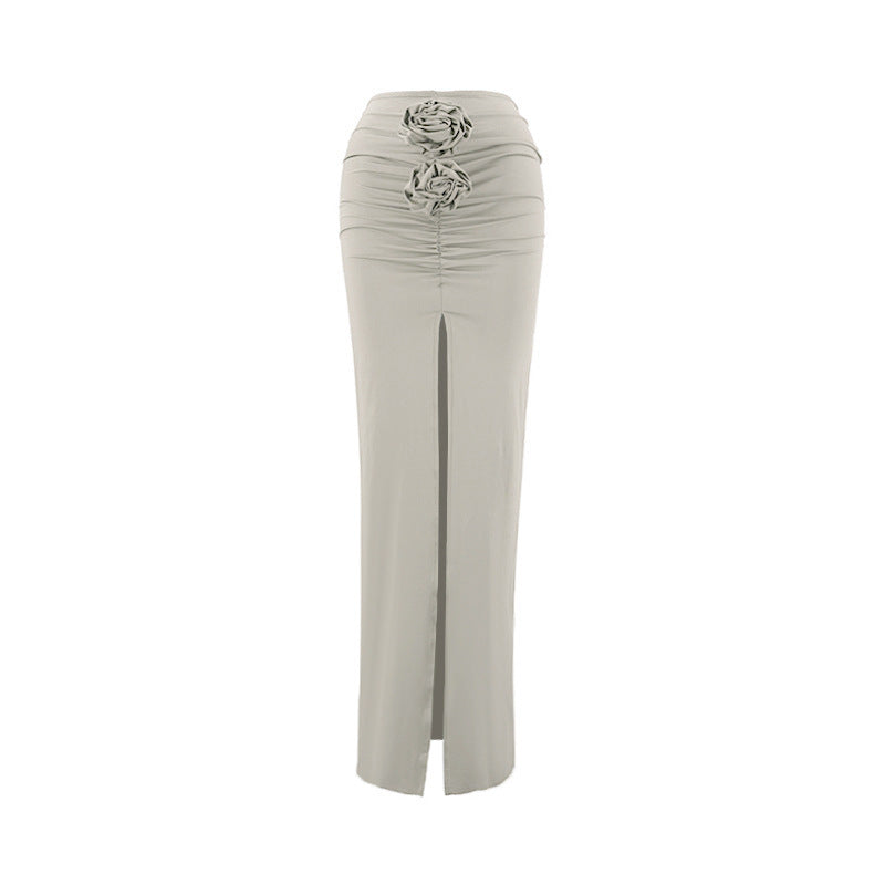 Summer Women Fashion Sexy Slim Floral Split Skirt