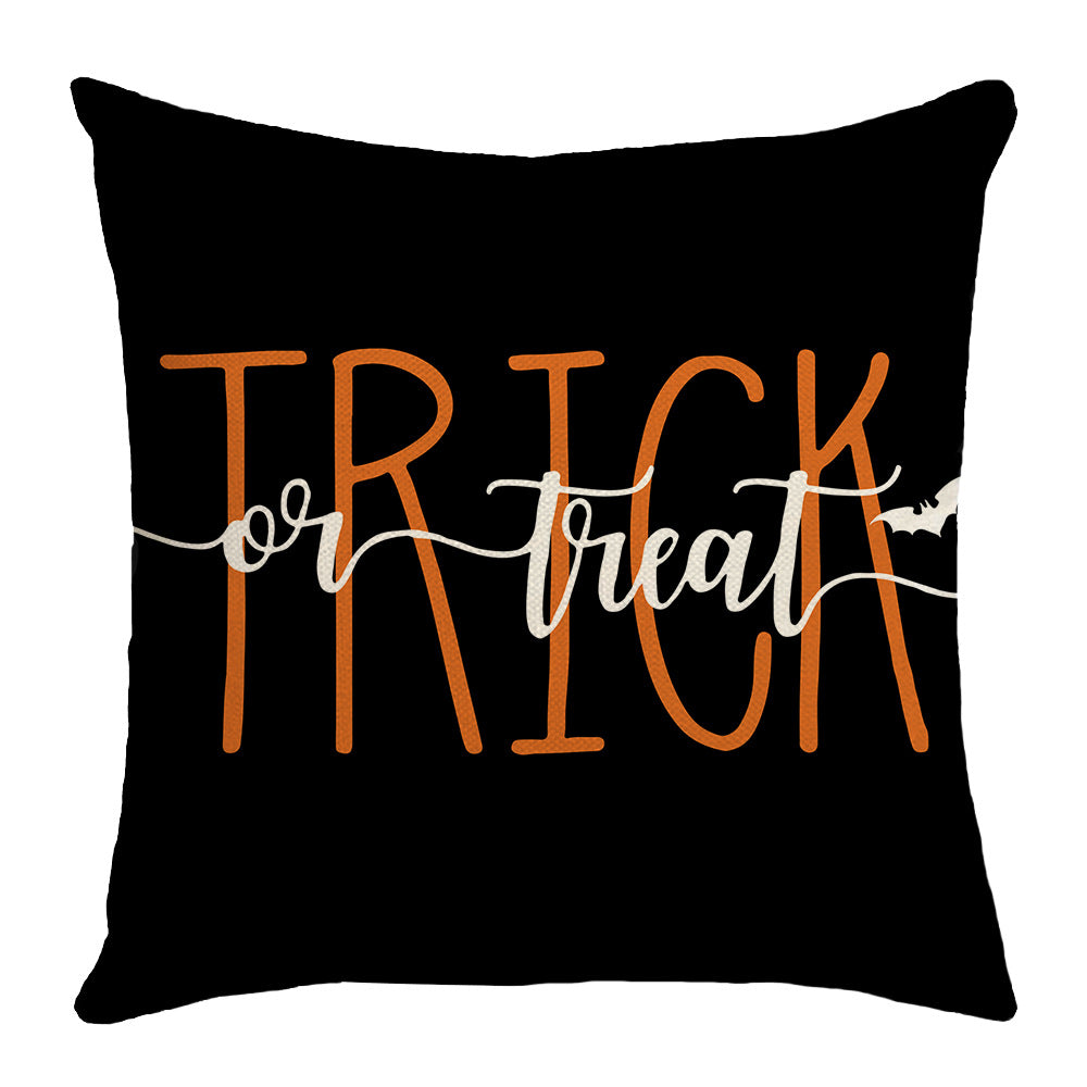 Halloween Cartoon Pumpkin Ghost Linen Sofa Cushion Cover