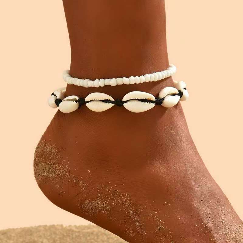 Conjunto de tobilleras de conchas de playa para mujer