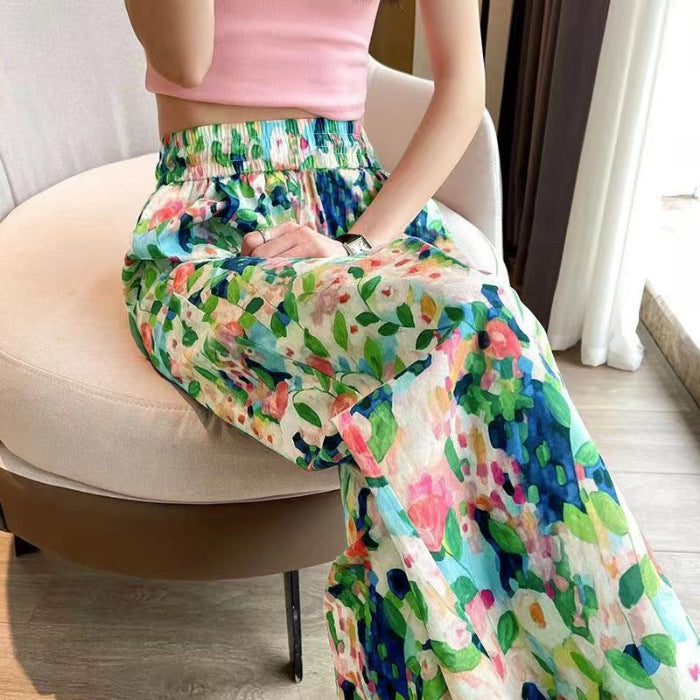 Women's Floral Print High Waist Wide Leg Pants
