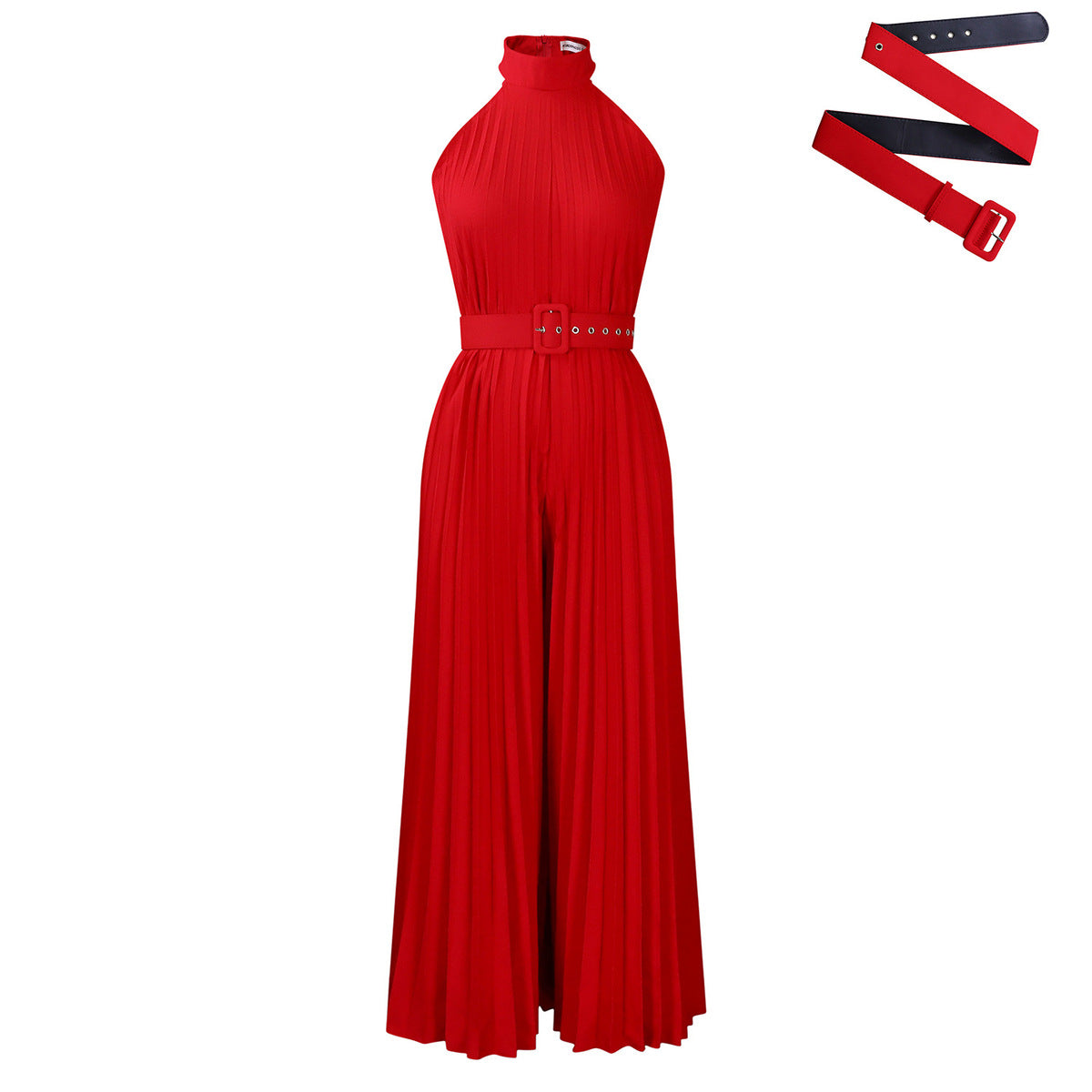 Women Fashion Solid Color Sleeveless Wide Leg Jumpsuits