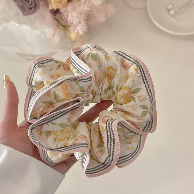 Romantic Green Vintage Oversized Hair Ring Flower Scrunchie