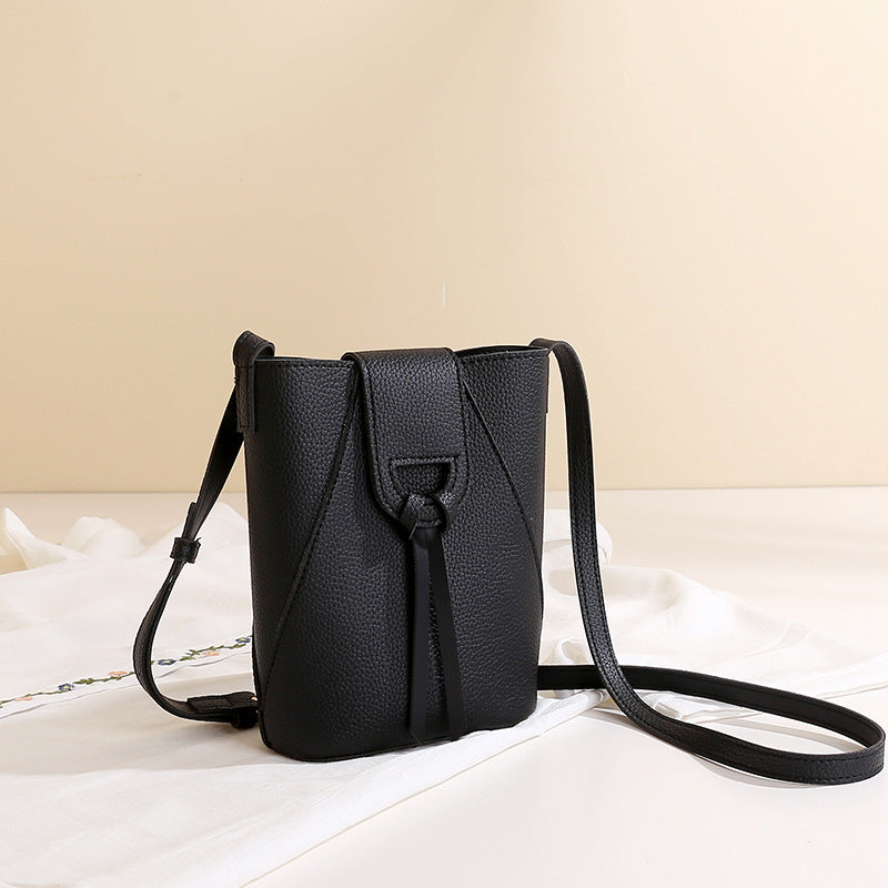 Women Soft Leather Solid Color Crossbody Phone Bag