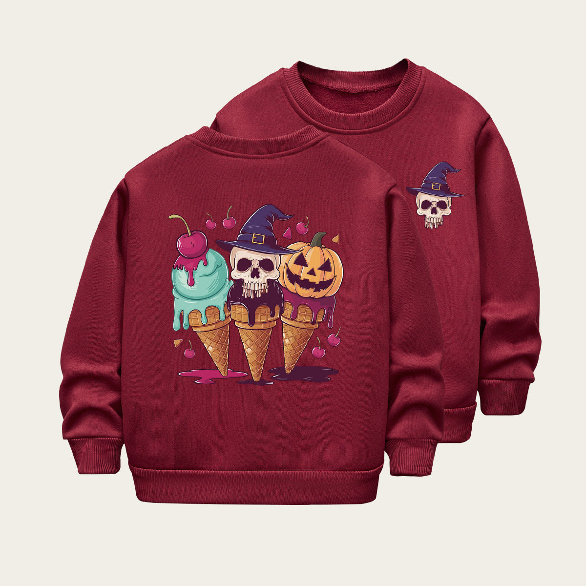 Kids Toddler Boys Girls Casual Halloween Cartoon Fleece Sweatshirt