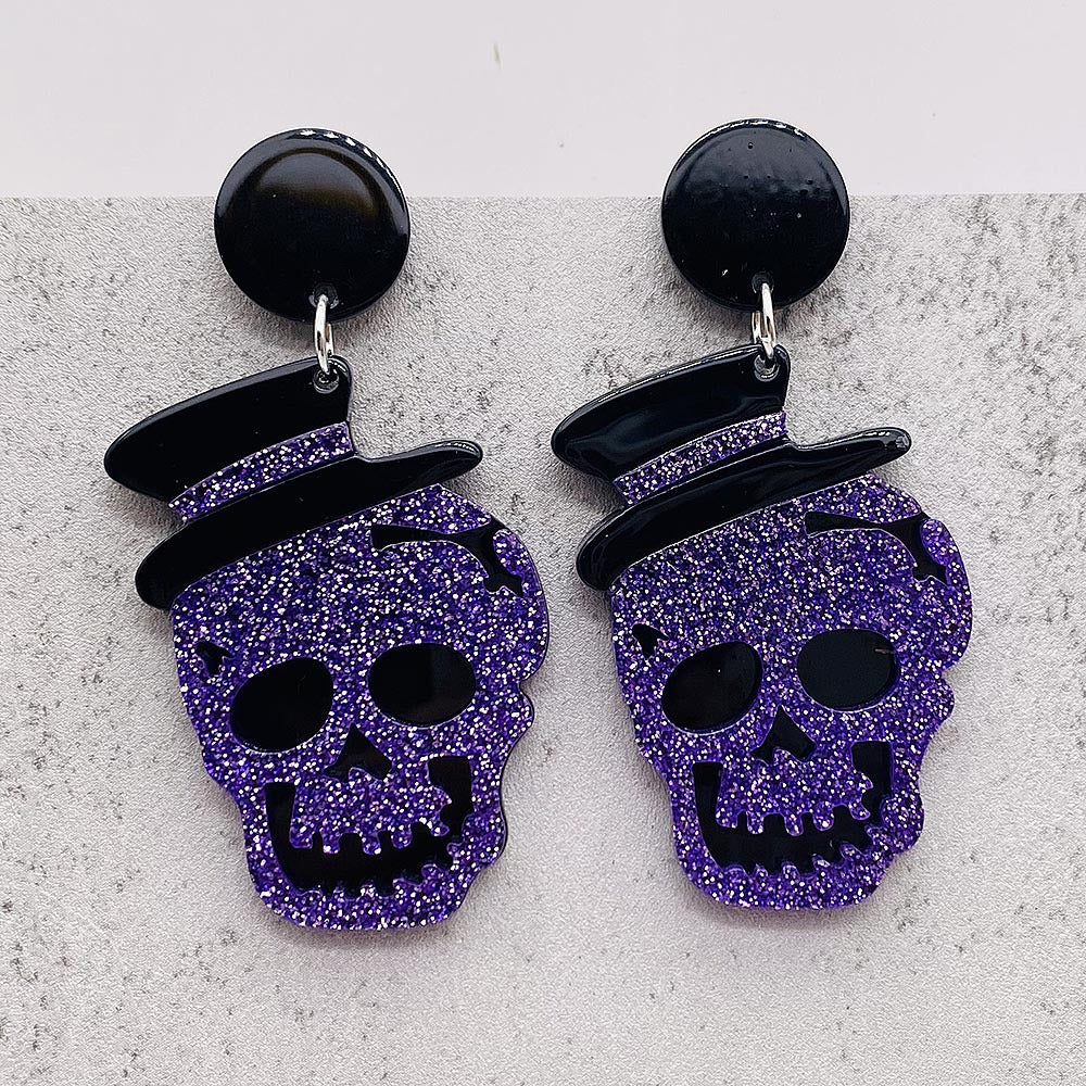 Halloween Women Fashion Acrylic Horror Skull Earrings