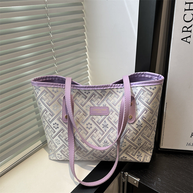 Bolso de mano de PU de gran capacidad con estampado informal a la moda para mujer