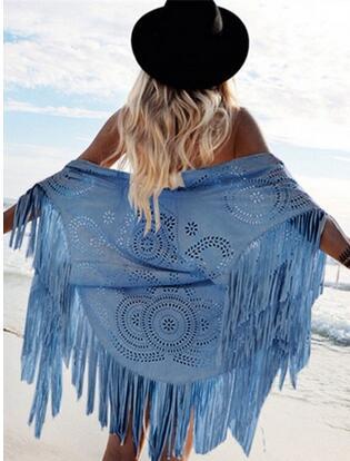 Chal de gamuza con borlas para mujer, estilo bohemio, de verano
