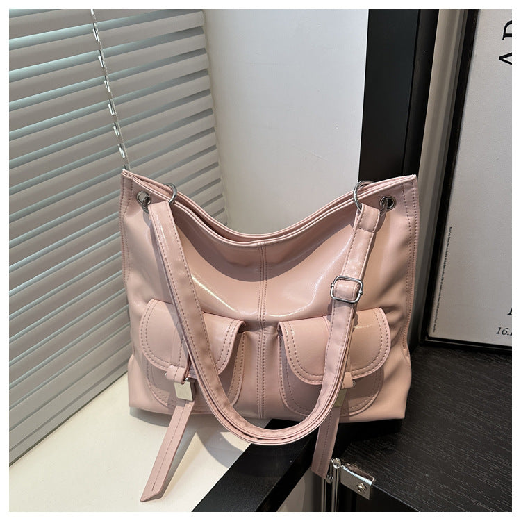 Bolso de hombro retro de gran capacidad de PU para mujer