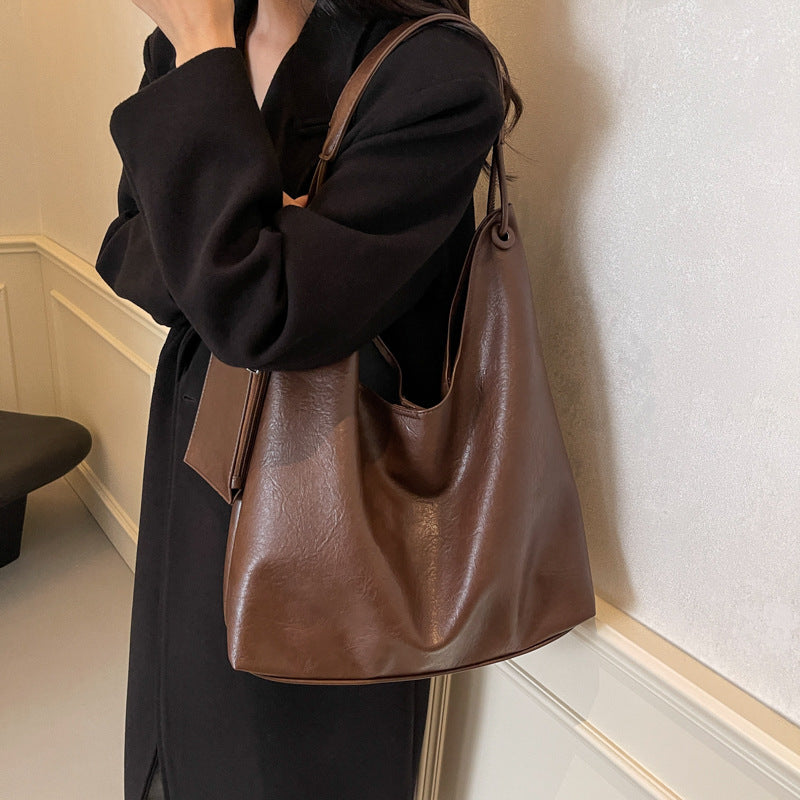 Bolso de mano informal de gran capacidad para mujer, de piel sintética, multicolor