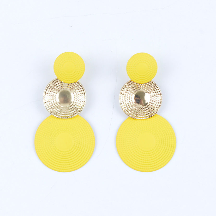 Women Fashion Solid Color Three Layer Mosquito Plate Earrings