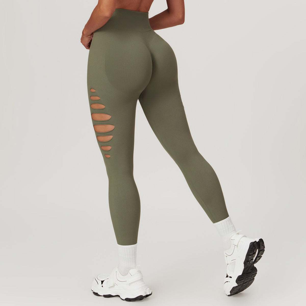 Leggings de sport taille haute de couleur unie pour femmes