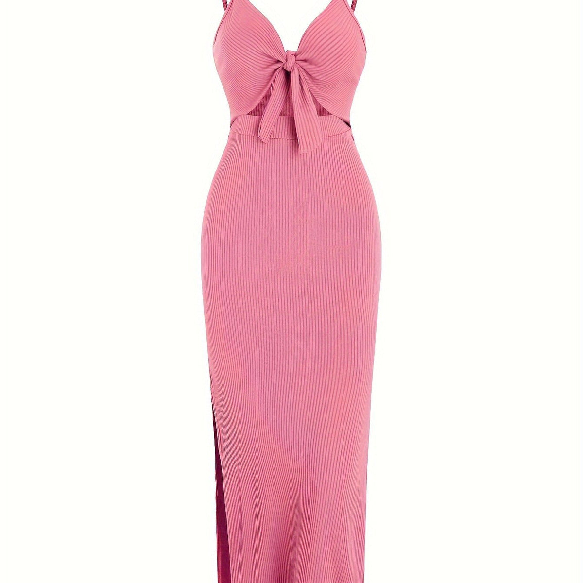 Women Elegant Sleeveless Slim-Fit Solid Color Dress - V-Neck Backless Style