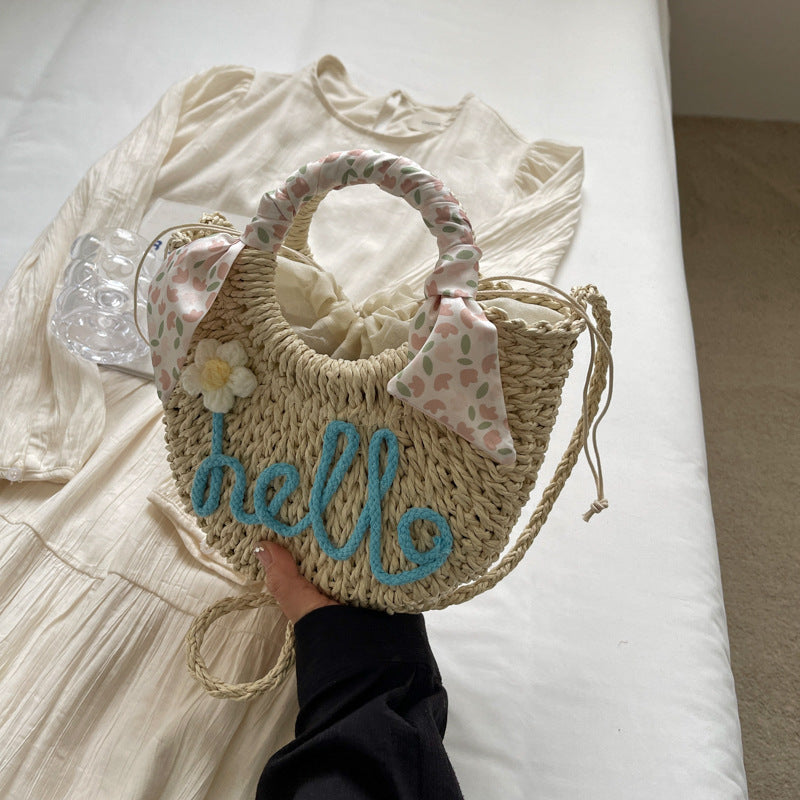 Women Fashion Casual Vacation Straw Woven Beach Handbag