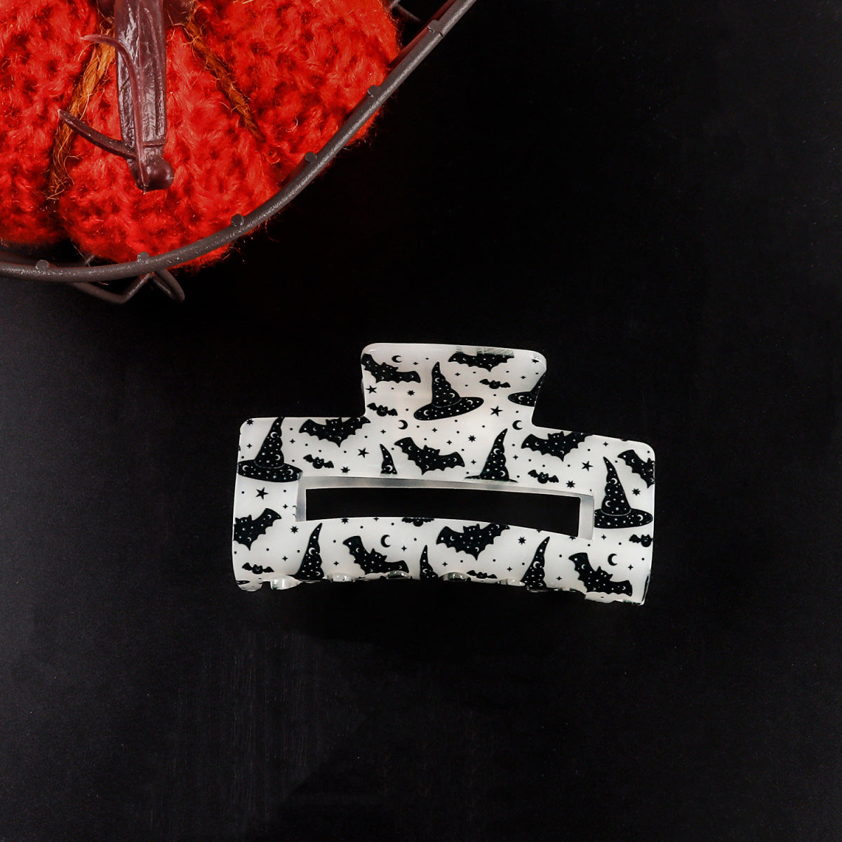 Pinzas para el pelo acrílicas con diseño de calavera fantasma de Halloween para mujer