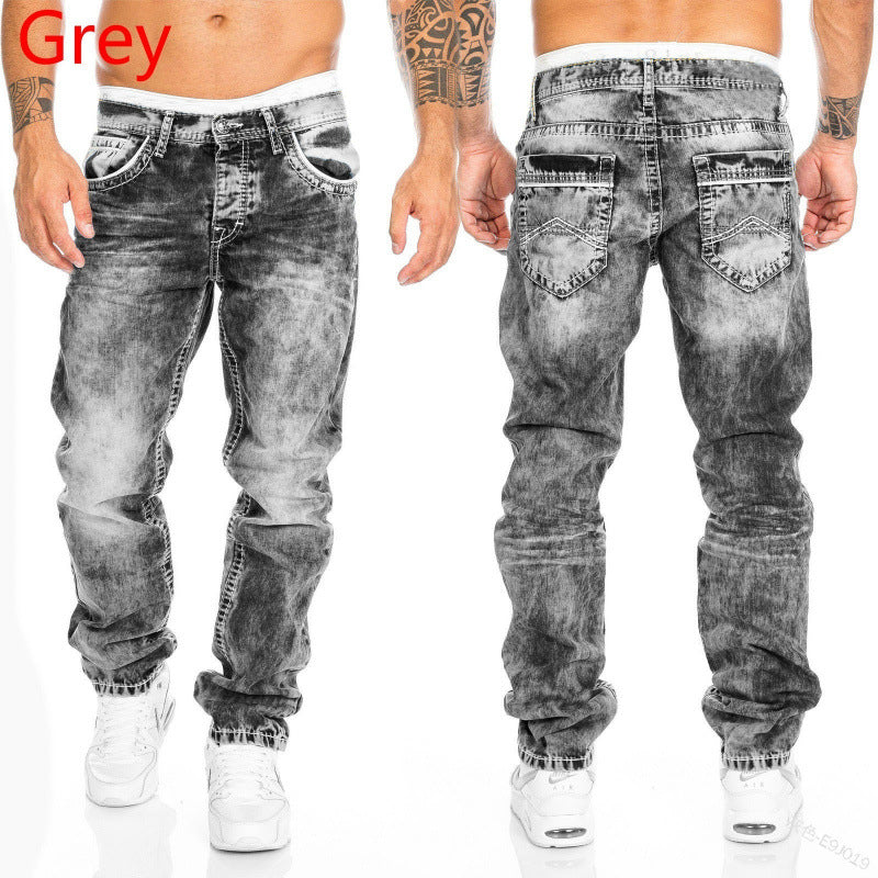 Vaqueros rectos casuales para hombre estilo hip hop