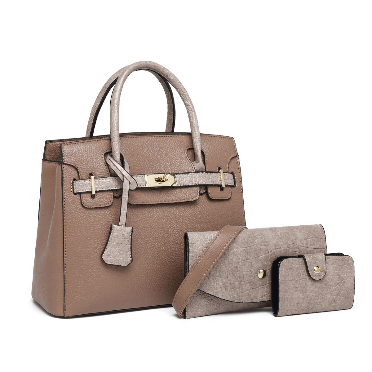 Ensemble de trois sacs à main tendance de grande capacité, couleur unie