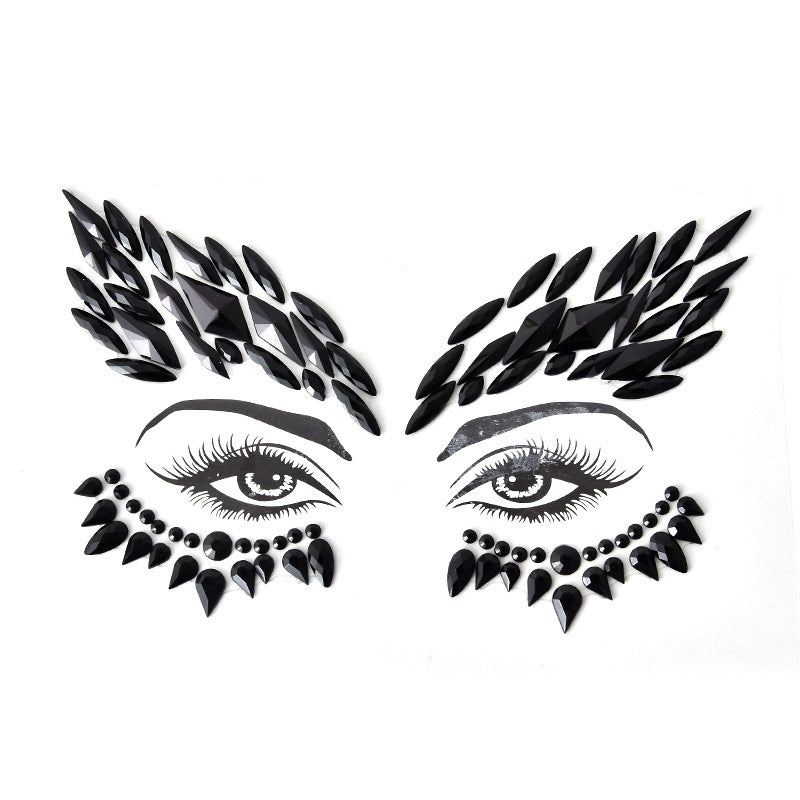 Autocollant en résine pour sourcils, décoration de visage, carnaval d'Halloween