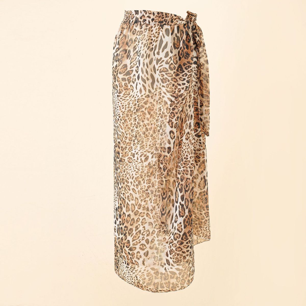 Summer Leopard Print Beach Chiffon Wrap Skirt