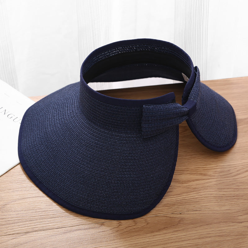 Women Fashion Casual Solid Color Straw Hat for Sun Protection