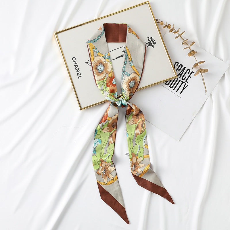 Pañuelo de seda con estampado floral chic de primavera para mujer