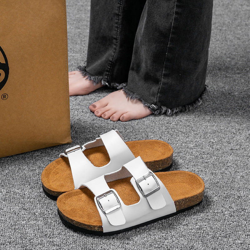 Chaussons plats décontractés en liège pour femmes, chaussures plates confortables à enfiler