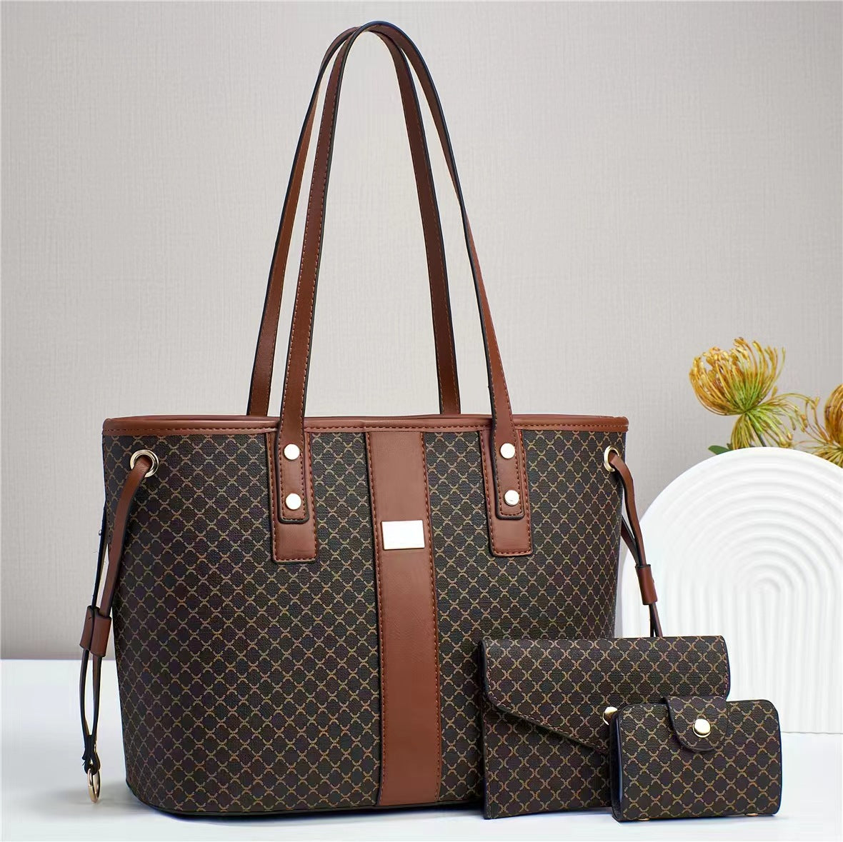 Spring Large Capacity PU Tote Bag Set for Business