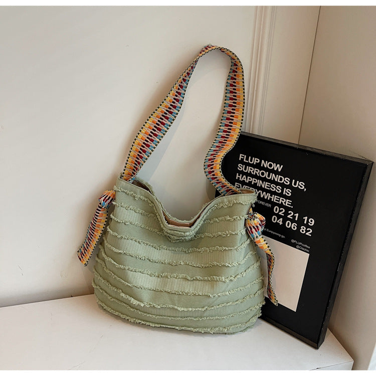 Bolso de hombro de lona informal de moda para mujer con cierre magnético