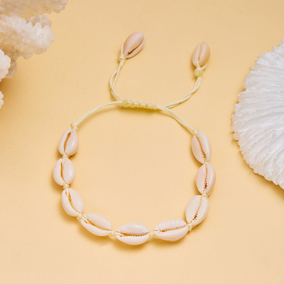 Women Fashion Casual Vacation Beach Shell Woven Bracelet