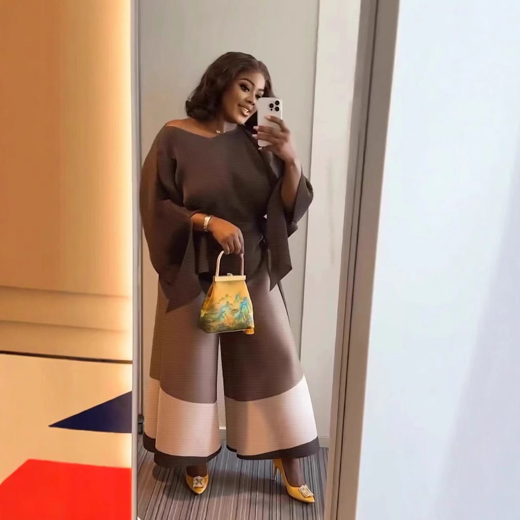 African Plus Size Women Casual Fashion Pants Set
