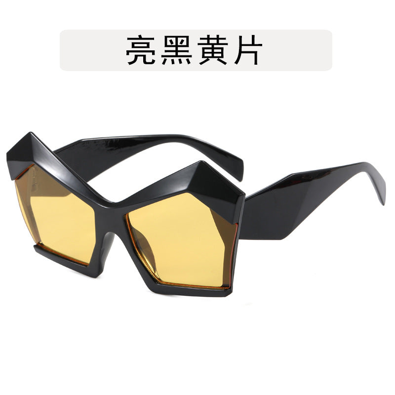 Gafas de sol con diseño de gato, estilo retro, con montura grande y polígono de moda