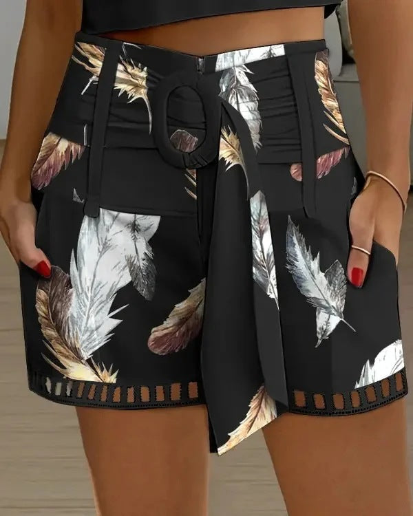 Short décontracté en dentelle patchwork pour femme