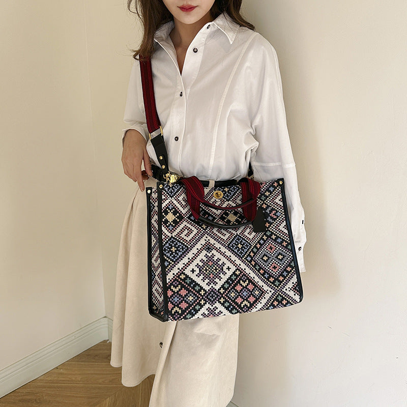 Bolso de mano de lona de gran capacidad a la moda para mujer