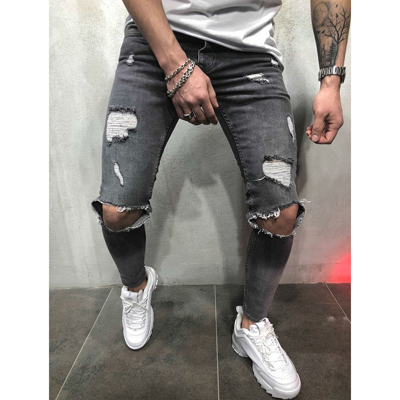 Vaqueros elásticos de corte ajustado y estilo casual para hombre con cintura media