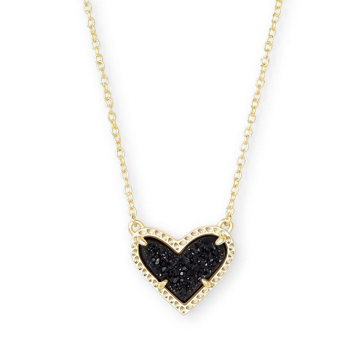 Women Fashion Simple Heart Natural Stone Copper Necklace