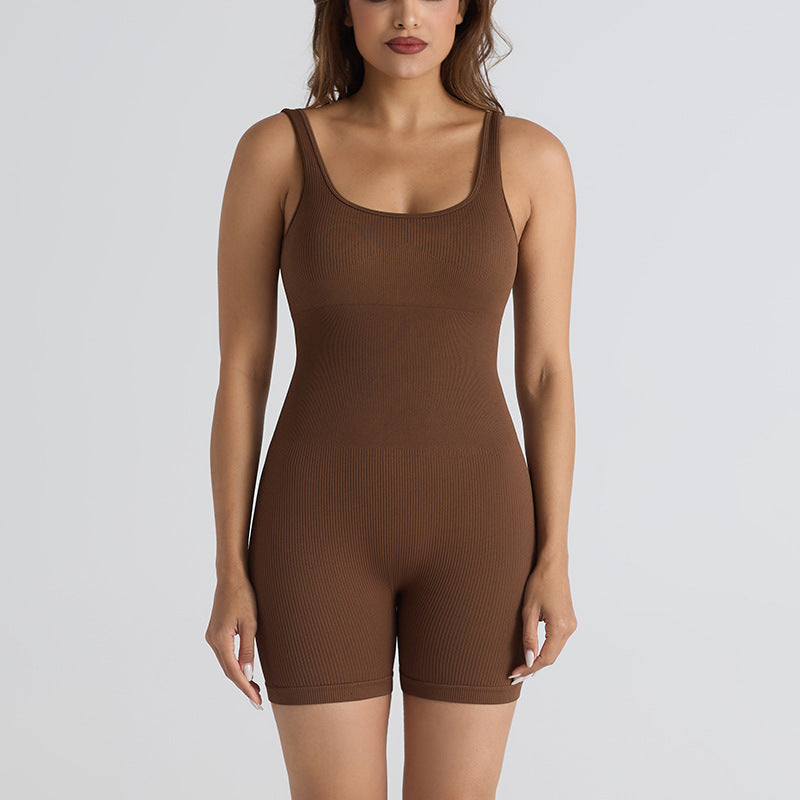 Combinaison de yoga sans coutures de couleur unie pour femmes